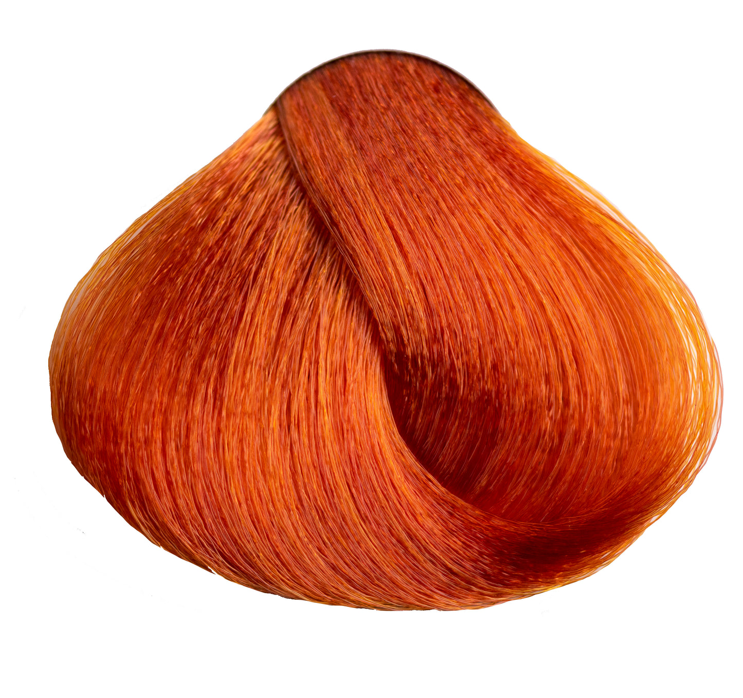 Vibrant copper red hair color swatch, glossy and smooth texture for beauty styling