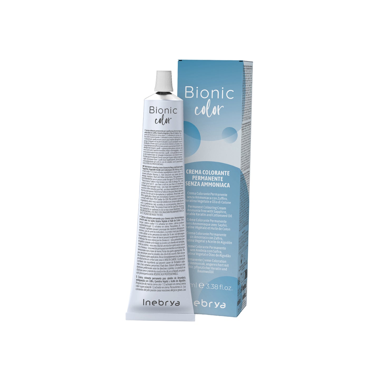 Bionic Color ammonia-free permanent hair dye cream with keratin & cottonseed oil by Inebrya