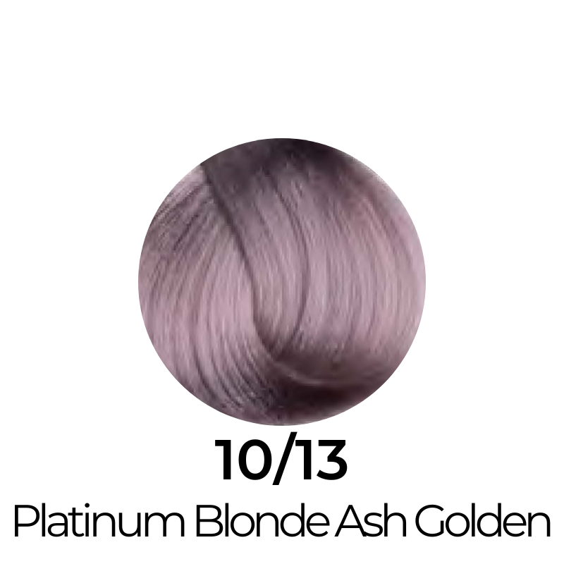 10/13 Platinum Blonde Ash Golden hair color swatch for salon use