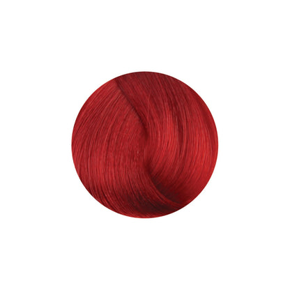 Vibrant red hair color swatch for salon or home use, showcasing rich, glossy tone