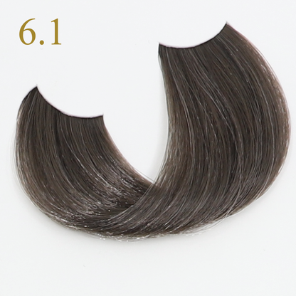 Dark ash brown hair swatch 6.1, smooth texture, European beauty hair color sample