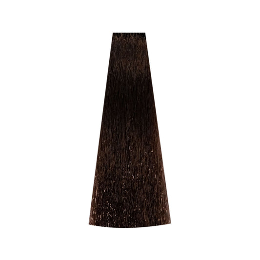 Rich dark brown hair color swatch for professional salon use, showcasing deep tone and shine