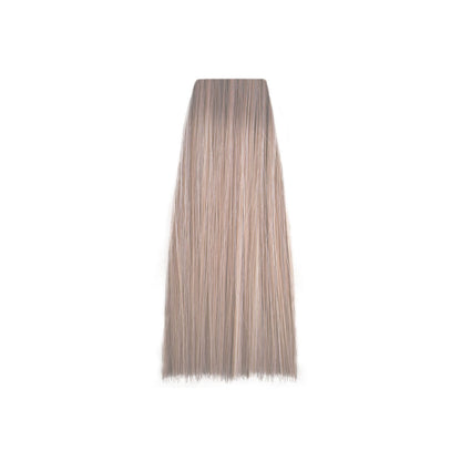 Ash blonde hair swatch for salon color selection, showcasing smooth texture and tone variation