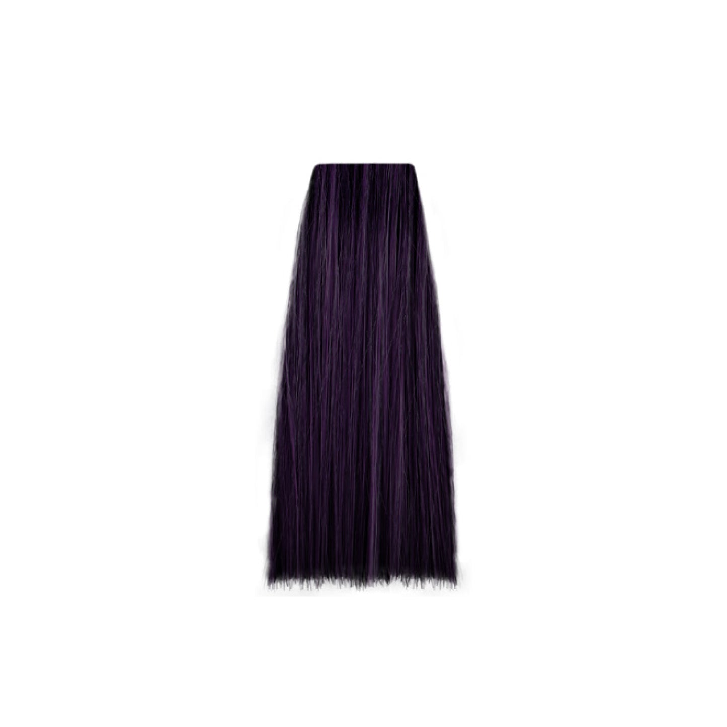Deep purple hair color swatch for salon or home use, vibrant violet tone on straight strands