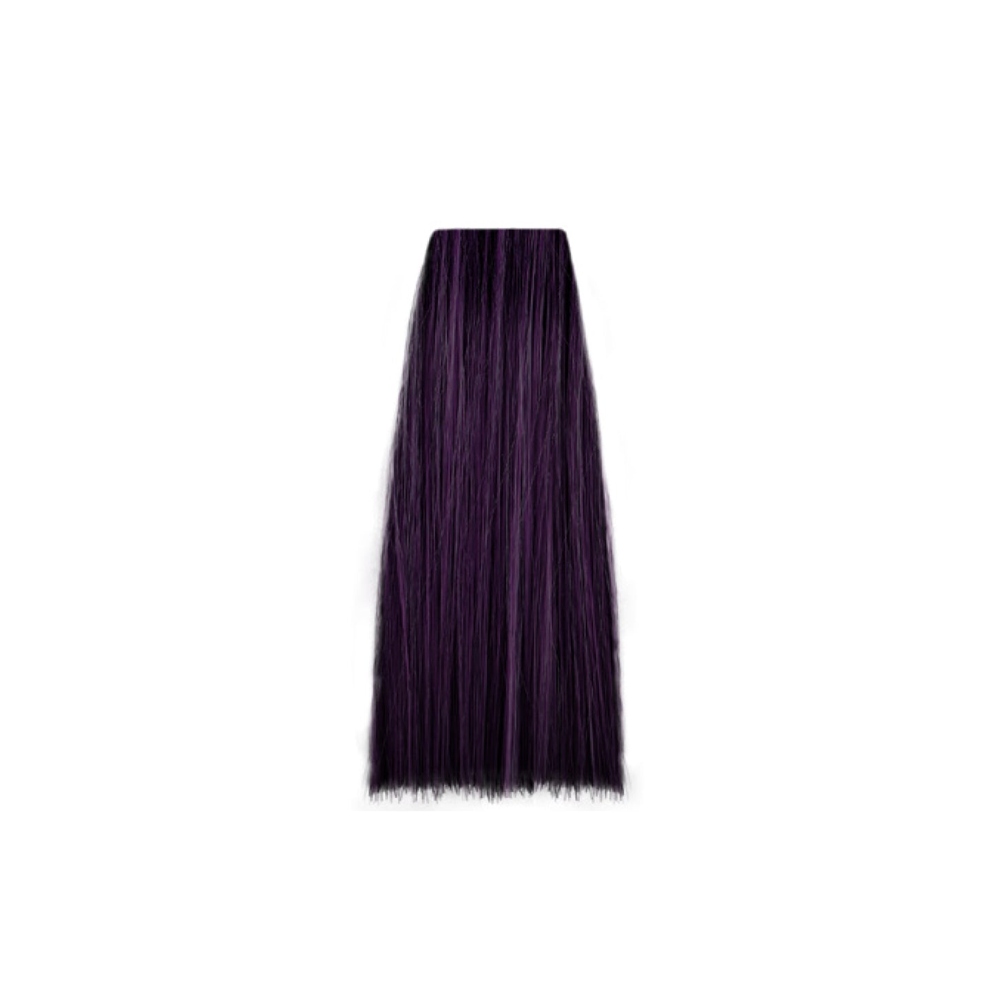 Deep violet hair color swatch for salon or home use, showcasing rich purple tone on straight strands.