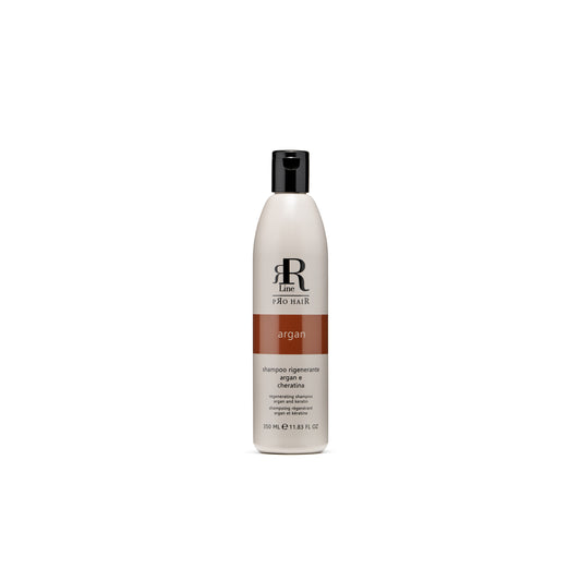 Regenerating shampoo with argan and keratin for hair repair, 350ml bottle