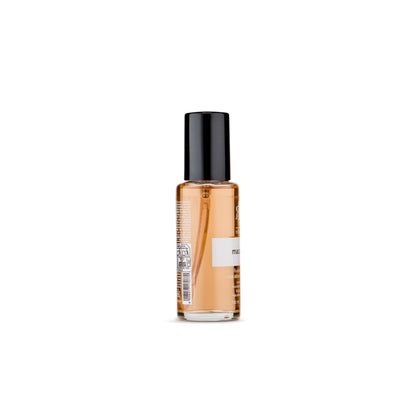 Macadamia hair oil treatment in clear glass bottle with black cap, 100ml, for nourishing and disciplining hair