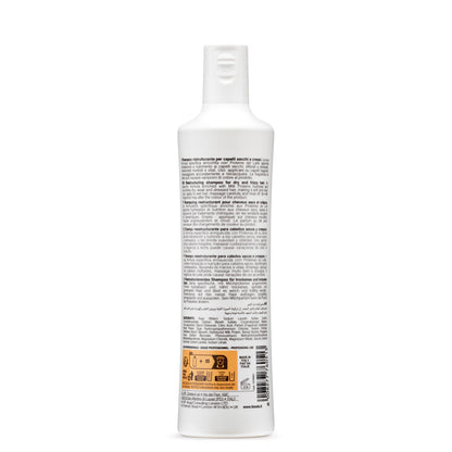 Restructuring shampoo for dry, frizzy hair with milk proteins, made in Italy, professional use