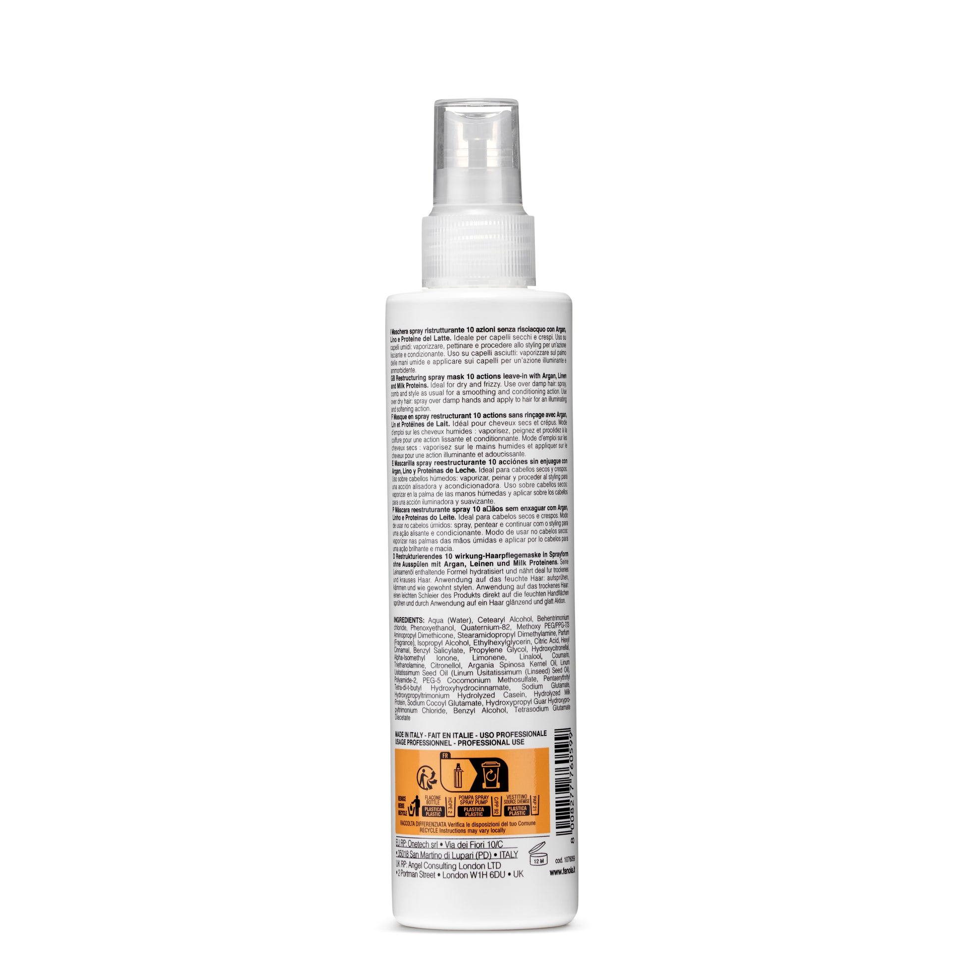 10-in-1 leave-in spray mask with argan, linen & milk proteins for dry, frizzy hair