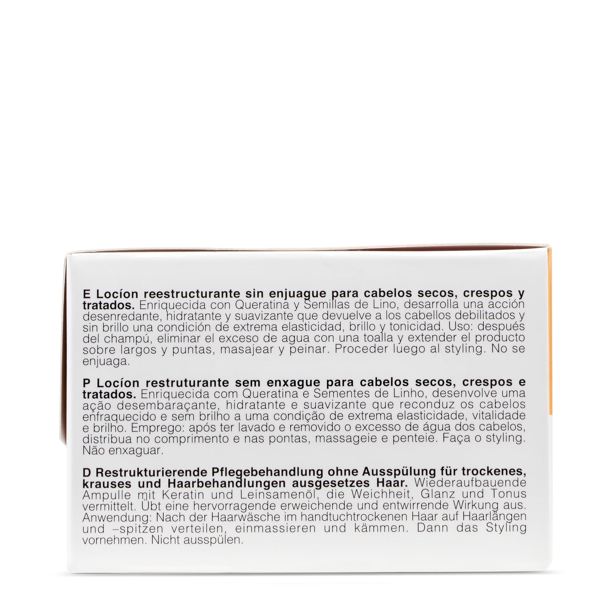Hair treatment box with multilingual instructions for dry, curly, treated hair care