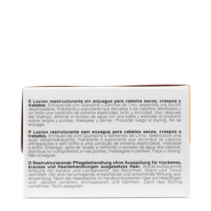 Hair treatment box with multilingual instructions for dry, curly, treated hair care