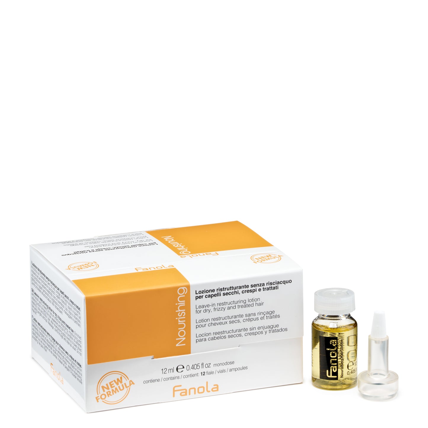 Fanola Nourishing Leave-in Restructuring Lotion for dry, frizzy, treated hair - 12 vials