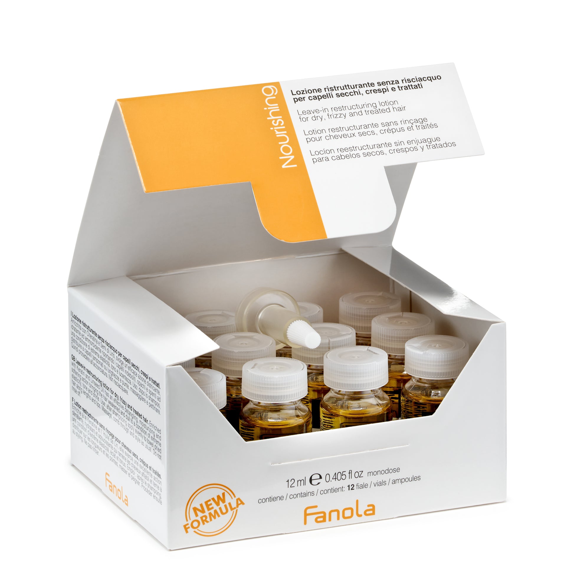 Fanola Nourishing leave-in restructuring lotion for dry, frizzy, treated hair - 12 vials