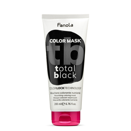 Fanola Total Black Color Mask, nourishing hair coloring treatment with ColorLock Technology, 200ml