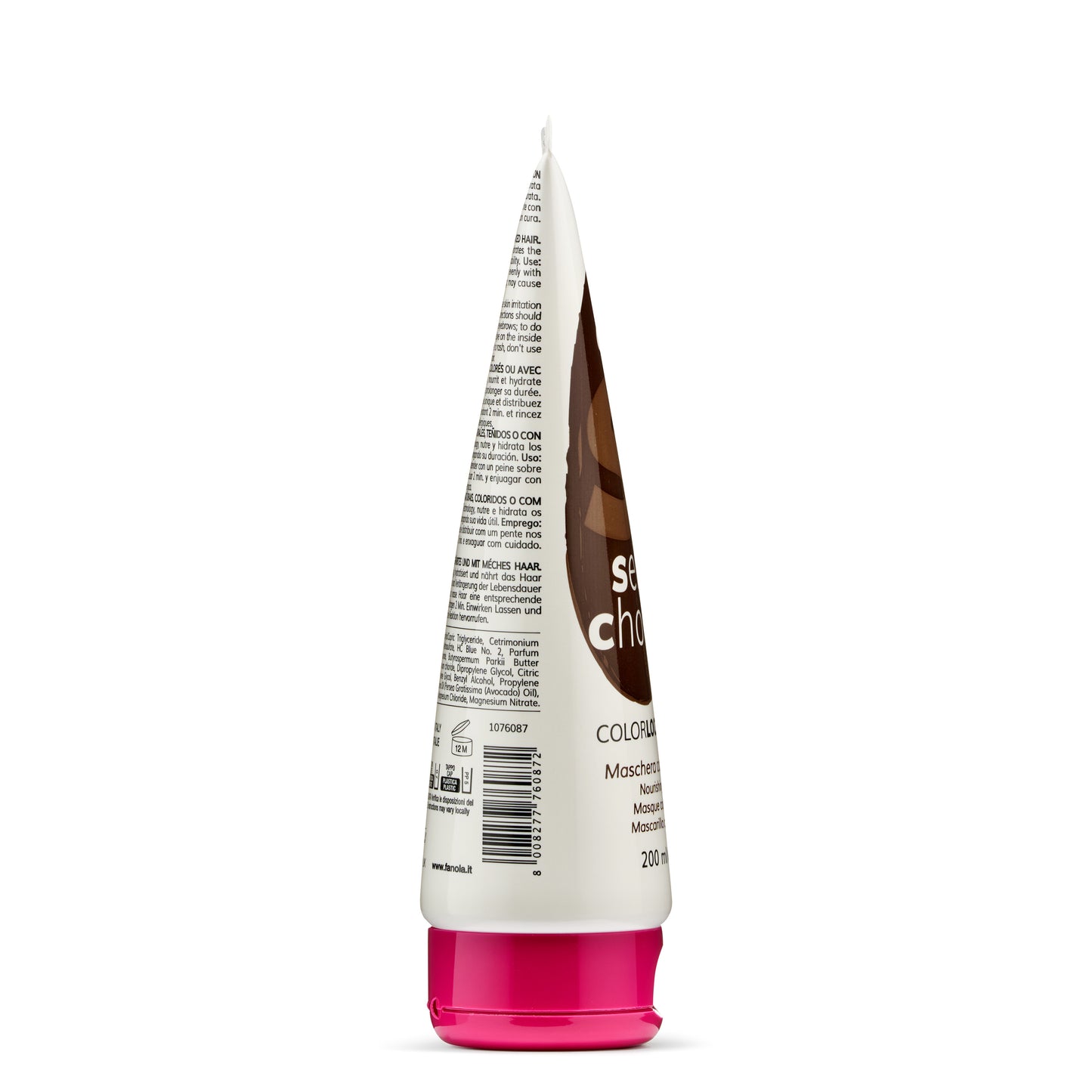 White tube with pink cap, labeled 'COLORLOK' nourishing hair mask for colored hair, 200ml