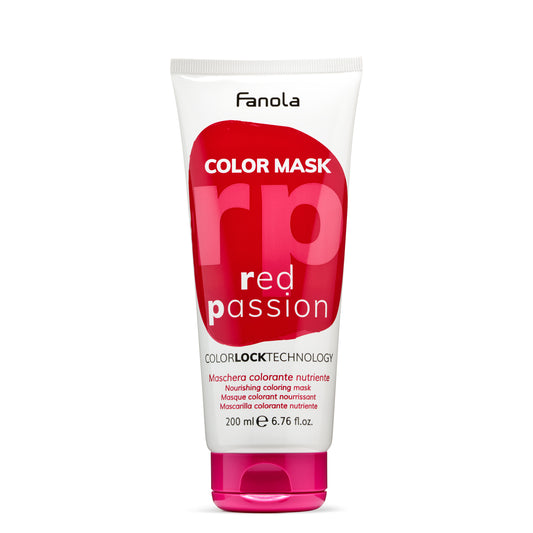Fanola Red Passion Color Mask for vibrant hair color, 200ml nourishing treatment with ColorLock Technology