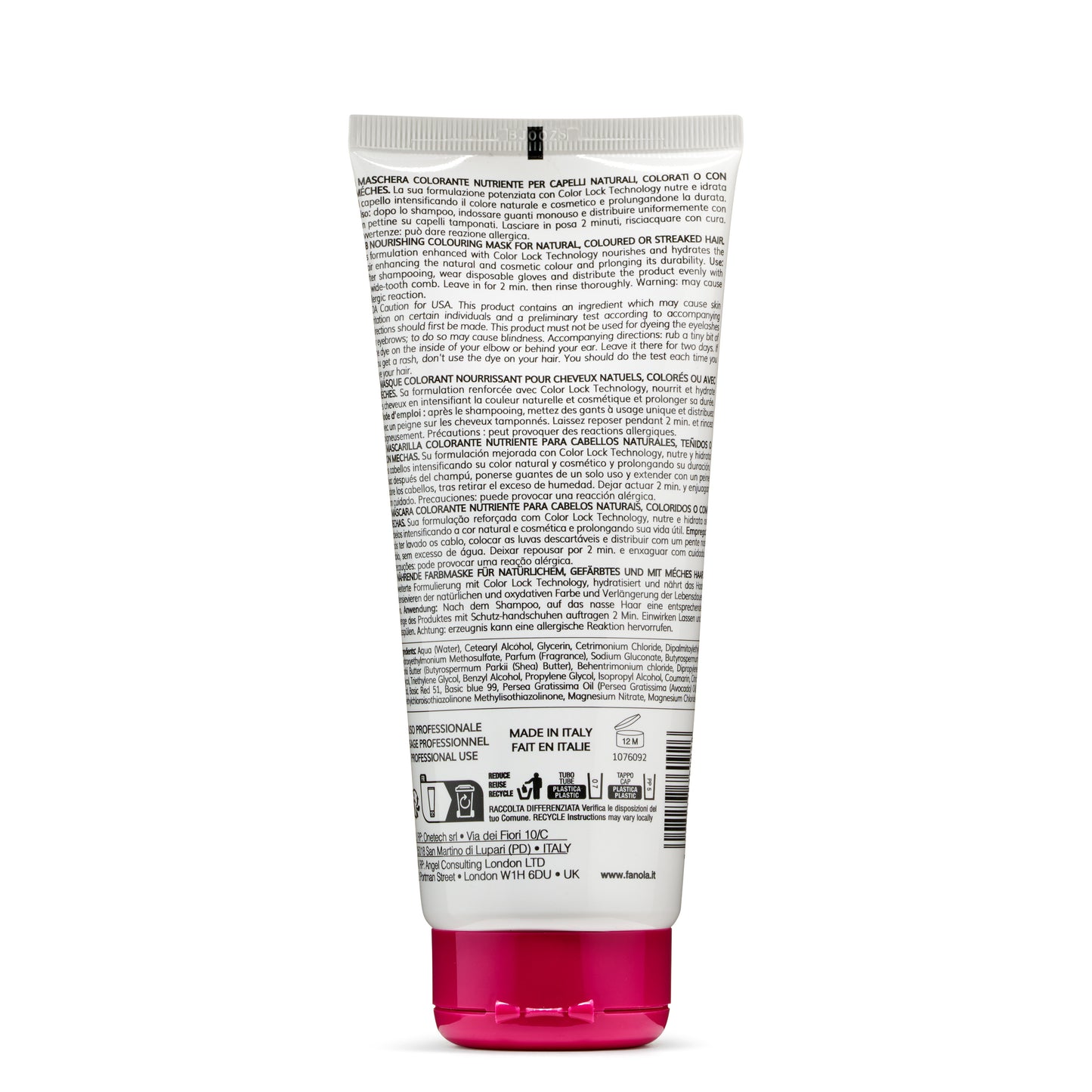 Nourishing hair color mask for natural, colored, or streaked hair – made in Italy, professional use