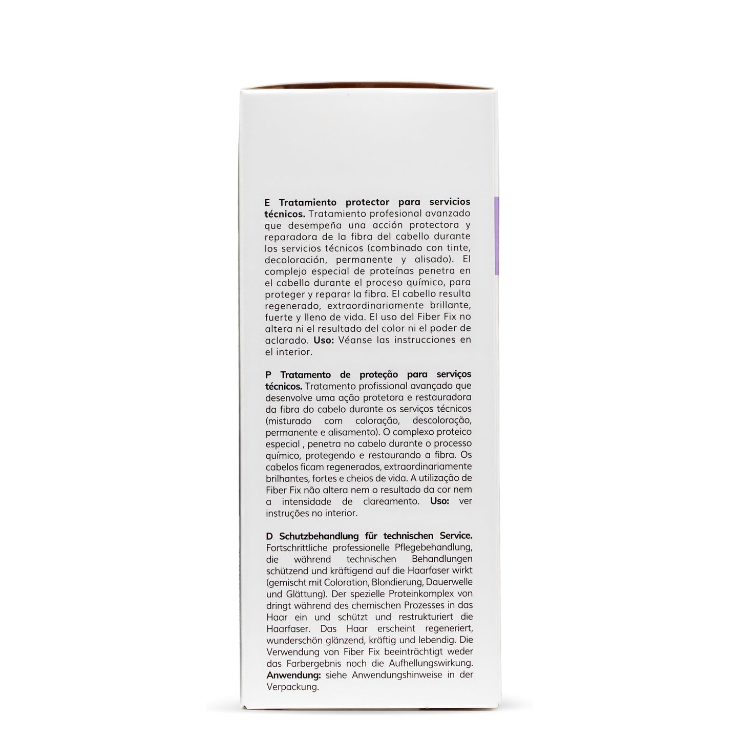 Hair protection treatment box for coloring, bleaching, and perms with multilingual instructions