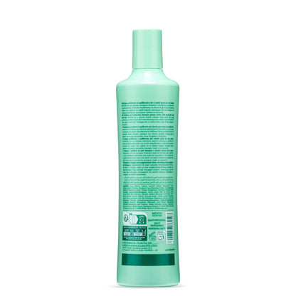 Mint green shampoo bottle for greasy hair & dandruff, made in Italy, professional quality