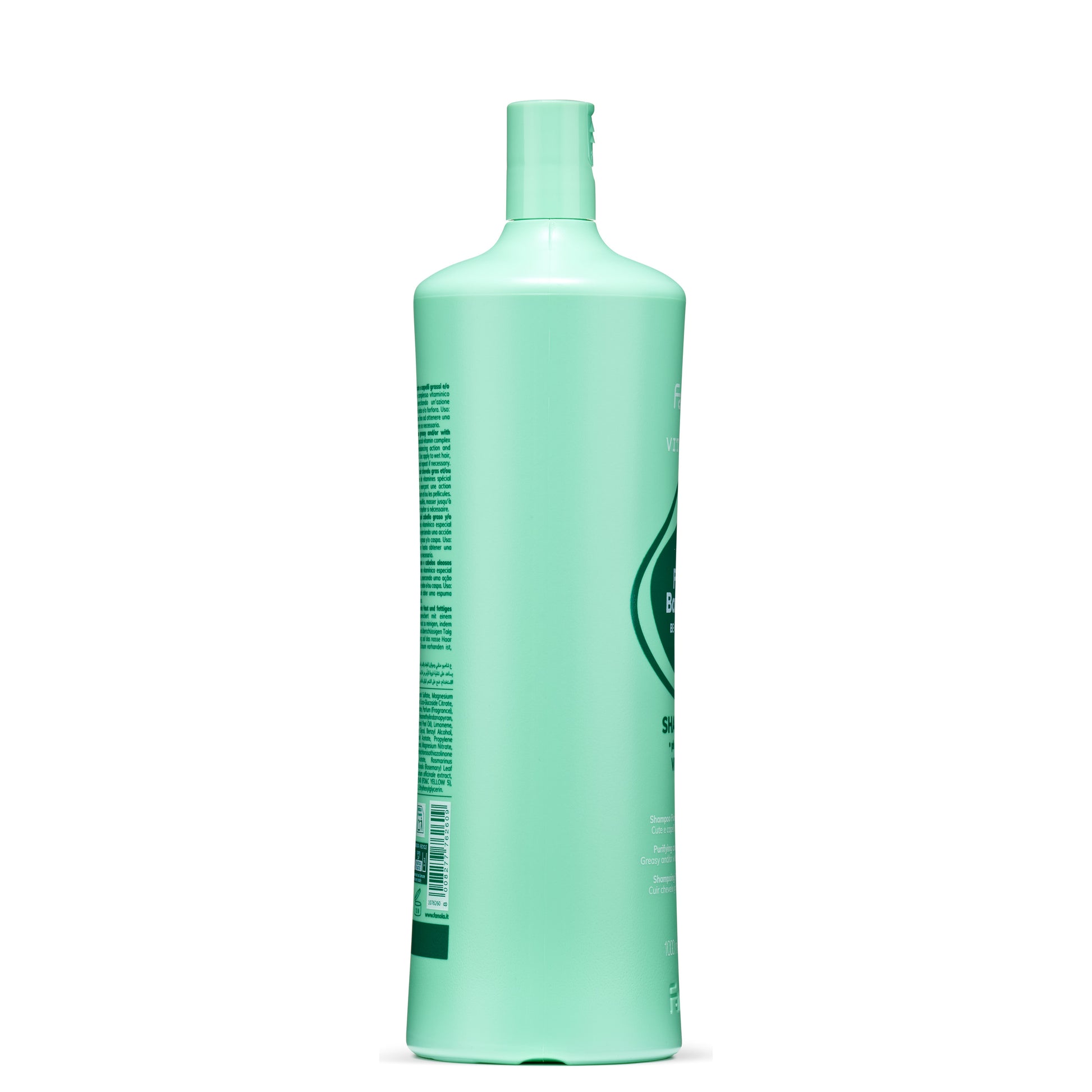 Mint green shampoo bottle for greasy hair, 1000ml, with vitamin complex and purifying formula