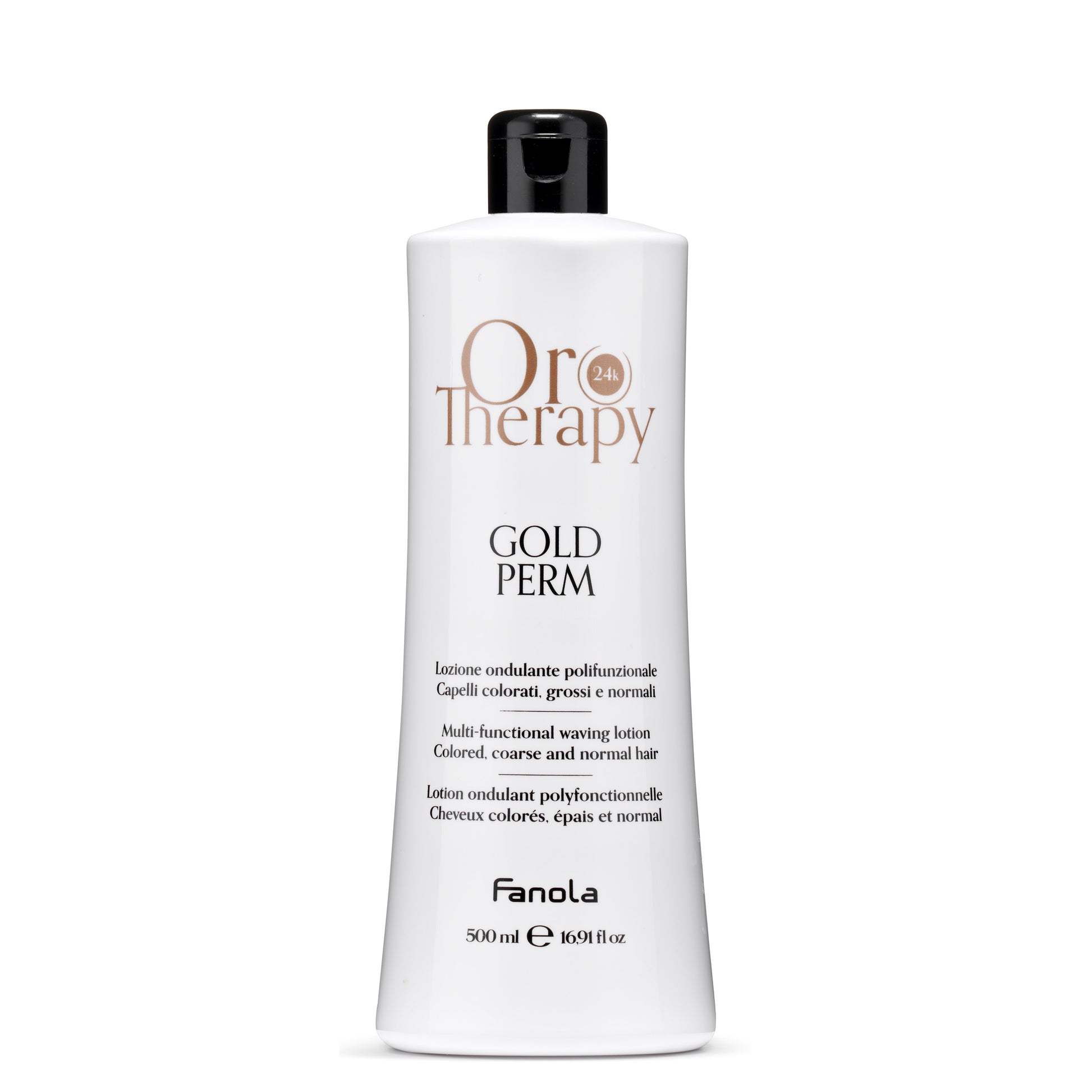 Fanola Oro Therapy Gold Perm multi-functional waving lotion for colored, coarse & normal hair
