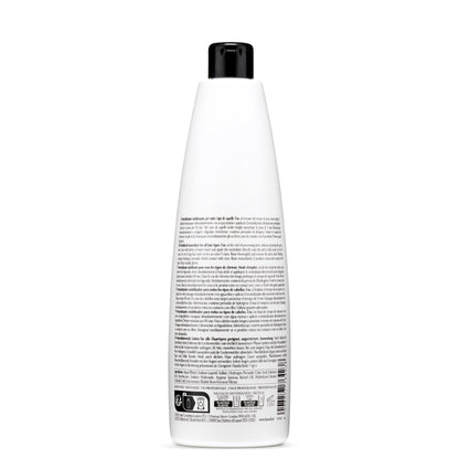White bottle of stabilized neutralizer for all hair types, professional salon use, made in Italy