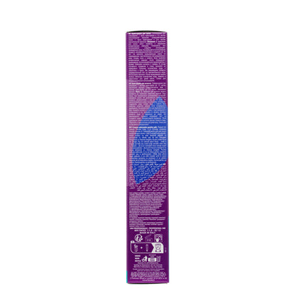 Purple box of Fanola hair color cream with multilingual instructions, professional use, made in Italy