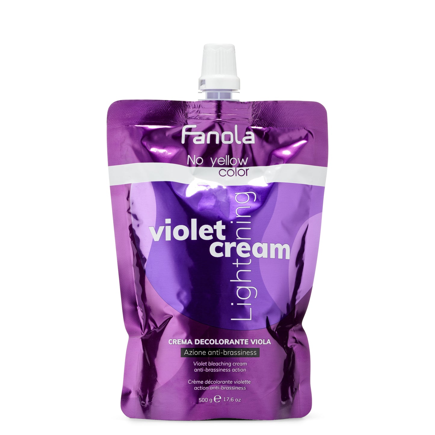 Fanola Violet Lightening Cream for blonde hair, anti-brassiness toner, 500g purple pouch