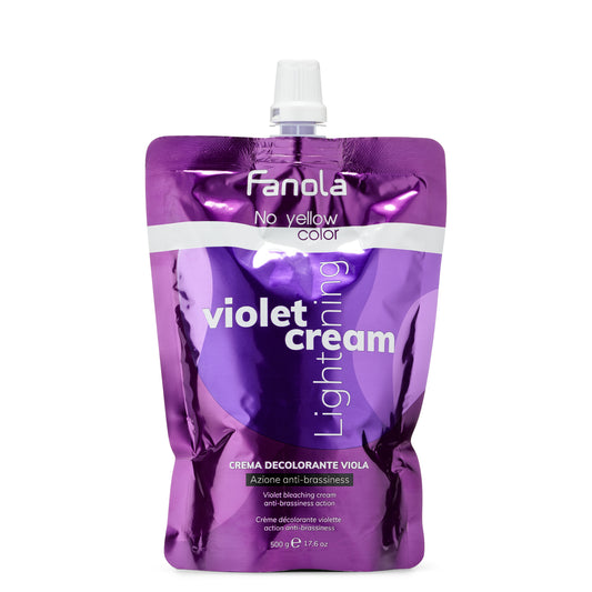 Fanola Violet Lightening Cream for blonde hair, anti-brassiness toner, 500g purple pouch