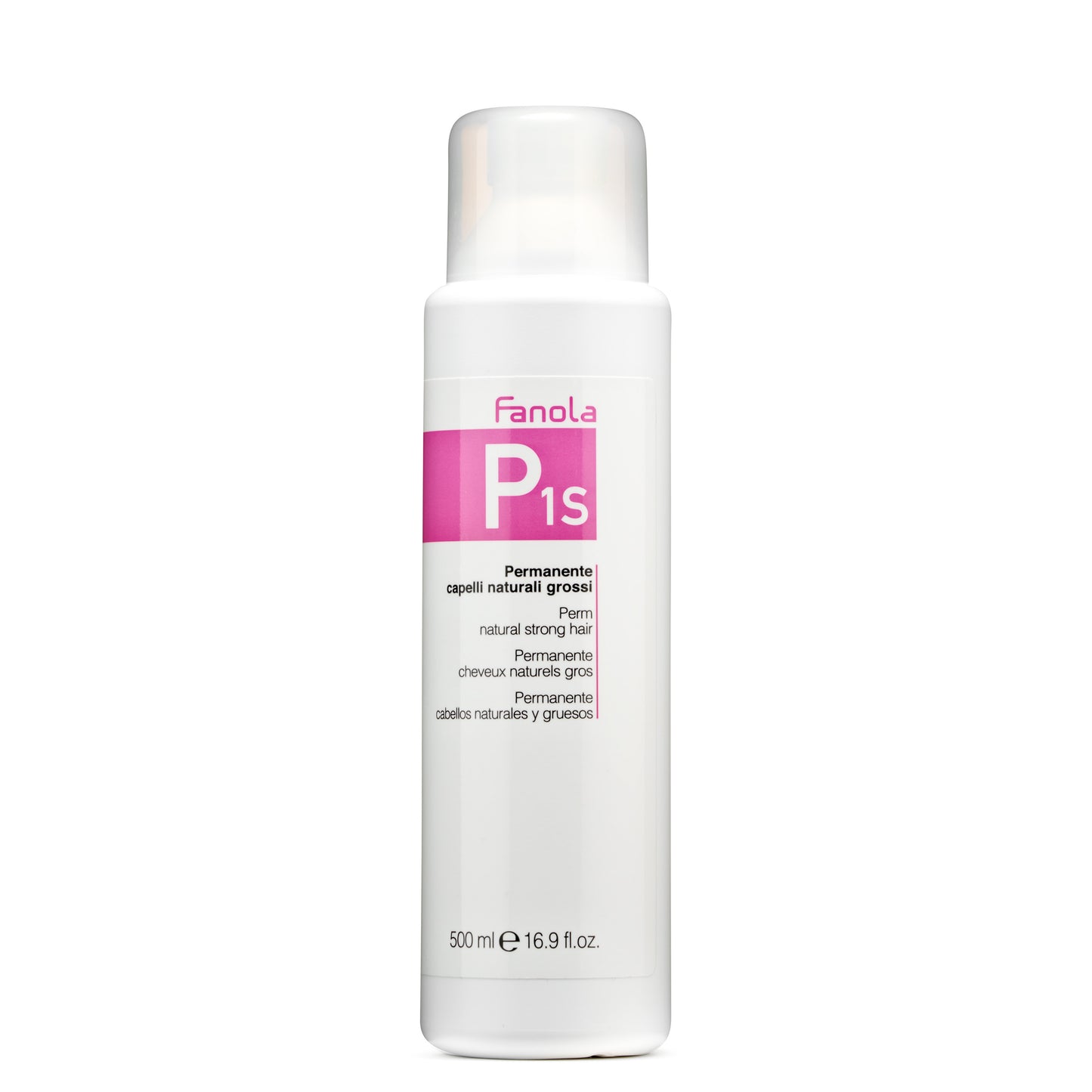 Fanola P1S Perm for natural strong hair, 500ml bottle with pink label, salon hair care product