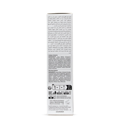Professional hair lightening cream box with ingredients, usage instructions, and recycling info for beauty salons