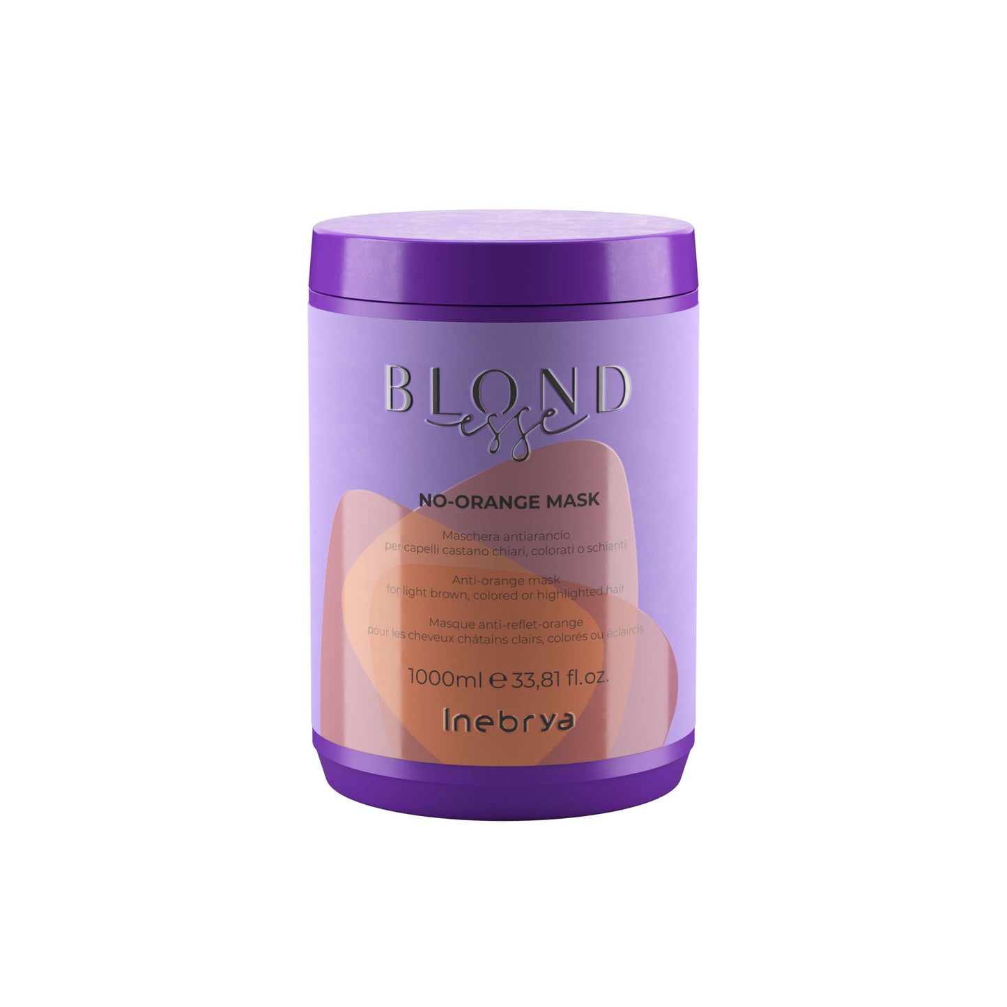 Blondesse No-Orange Mask for light brown, colored or highlighted hair, 1000ml purple tub