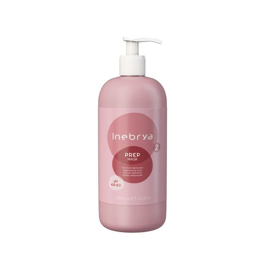 Inebrya Prep Mask 1000ml regenerating hair treatment with pH 4.5-5.0 in pink bottle with pump