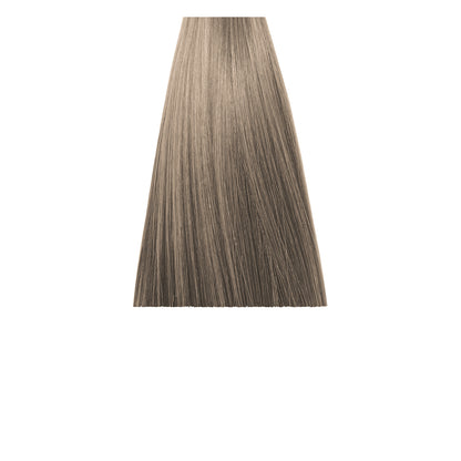 Smooth ash blonde hair swatch, showcasing cool-toned highlights and natural texture for beauty styling.