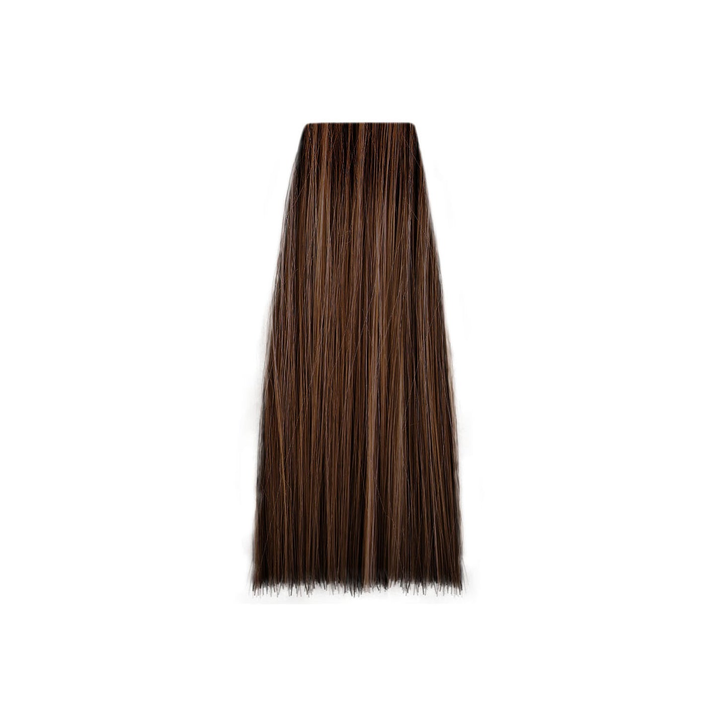 Rich dark brown hair swatch for salon color selection, smooth texture, professional beauty product