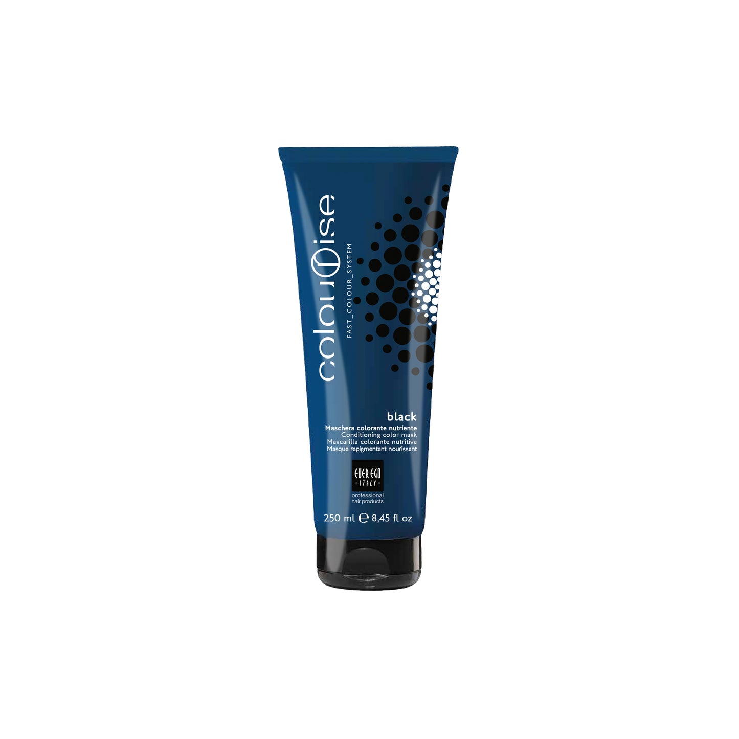 Black conditioning color mask for hair, 250ml, professional hair care product with nourishing formula