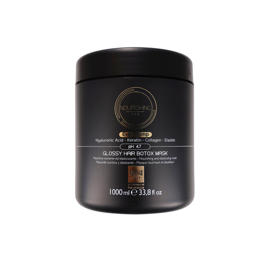 Glossy Hair Botox Mask with Hyaluronic Acid & Keratin, 1000ml nourishing treatment for salon-style shine