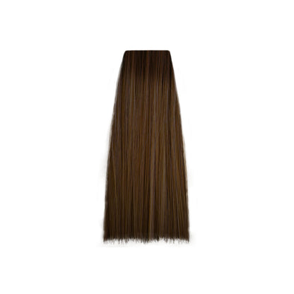 Rich brown hair color swatch for salon or home use, showcasing smooth, straight texture