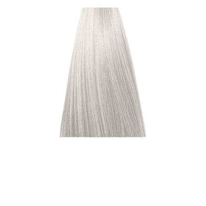 Smooth platinum blonde hair swatch for professional hair coloring and styling