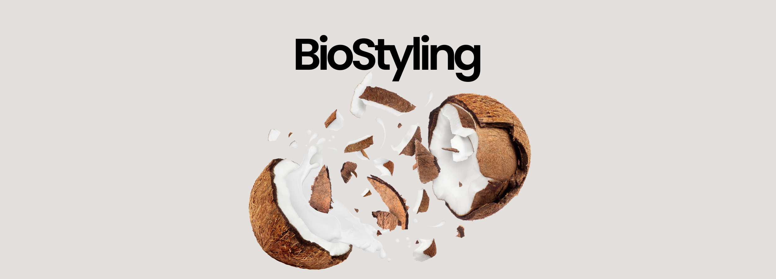 BioStyling coconut hair care with natural coconut milk and shell fragments