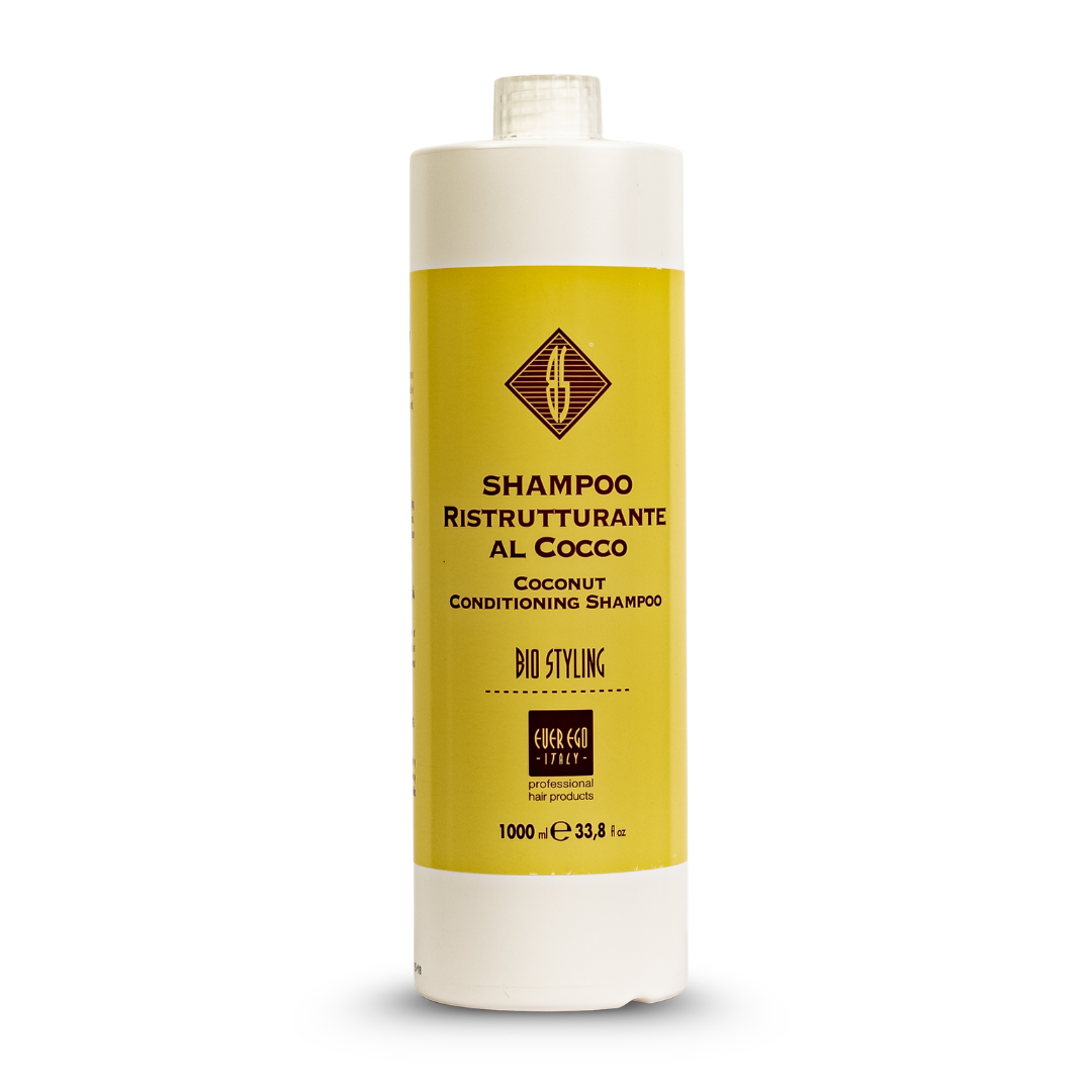 Coconut conditioning shampoo bottle, 1000ml, professional hair care for styling and repair