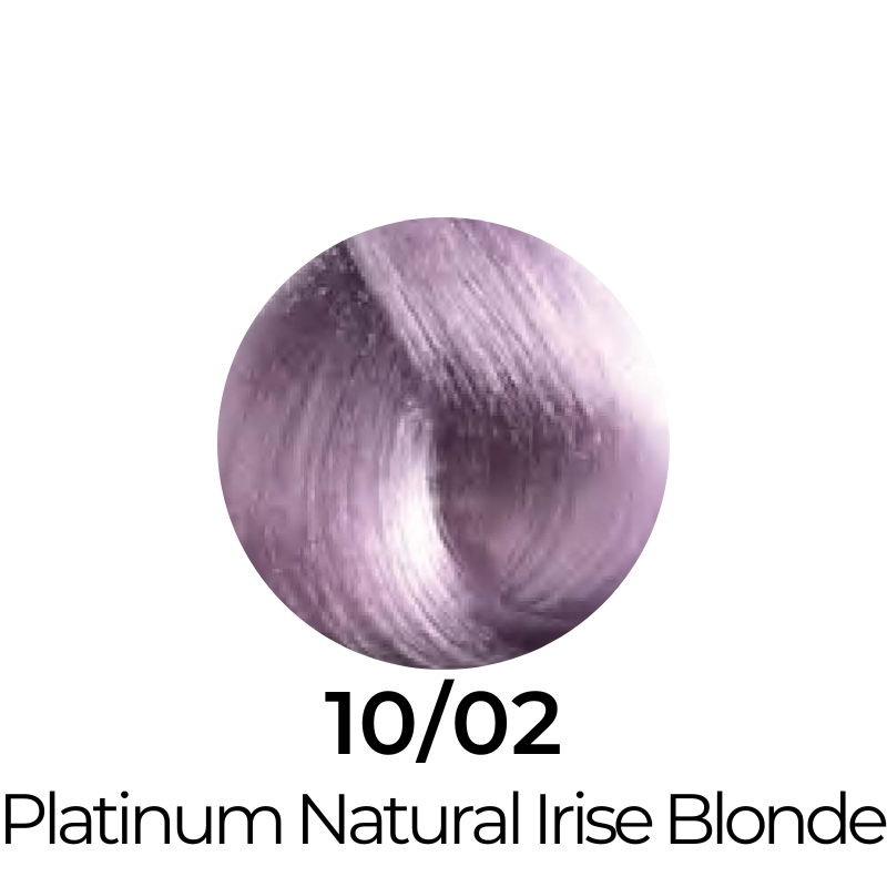 10/02 Platinum Natural Iris Blonde hair color swatch for salon or home use