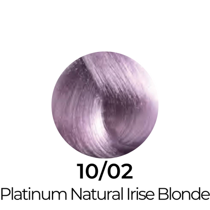 10/02 Platinum Natural Iris Blonde hair color swatch for salon or home use