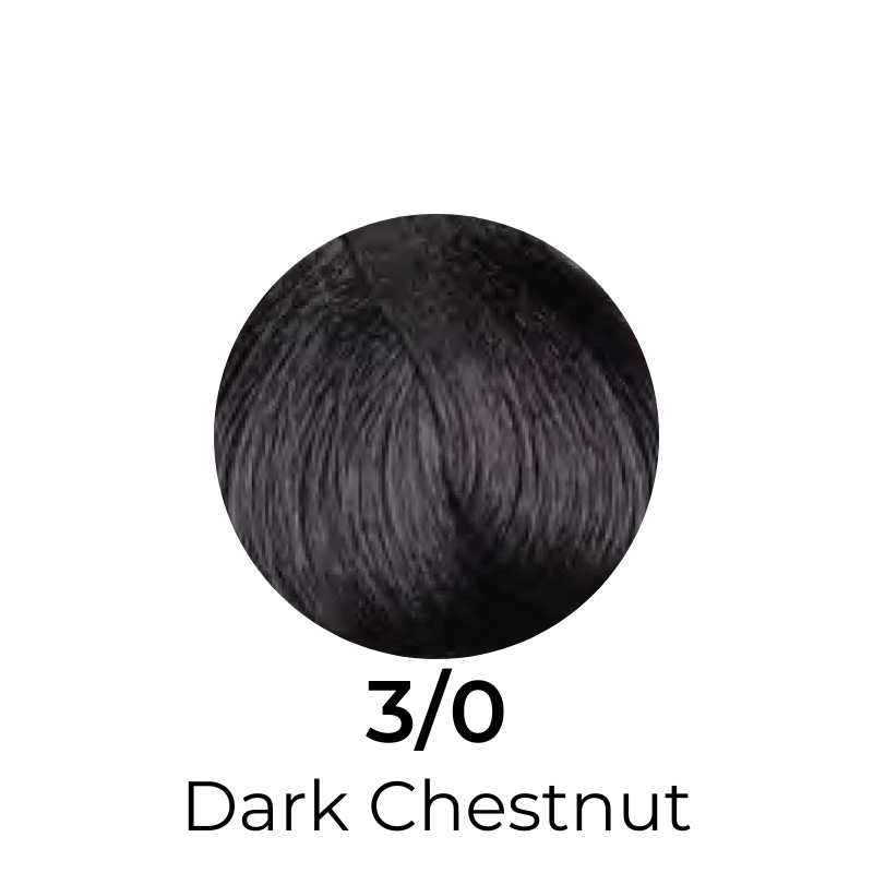 Dark Chestnut hair color swatch 3/0 for beauty salon use