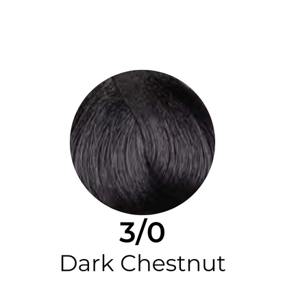 Dark Chestnut hair color swatch 3/0 for beauty salon use