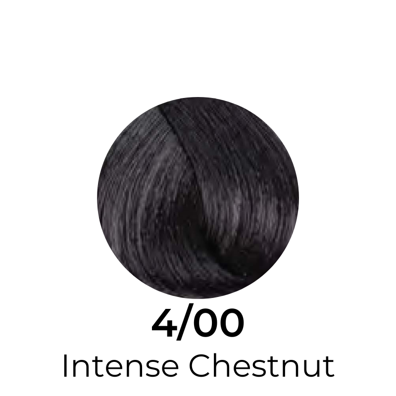 4/0 Intense Chestnut hair color swatch, deep rich brown shade for salon or home use