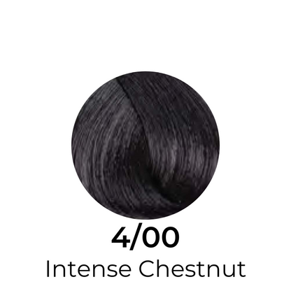 4/0 Intense Chestnut hair color swatch, deep rich brown shade for salon or home use