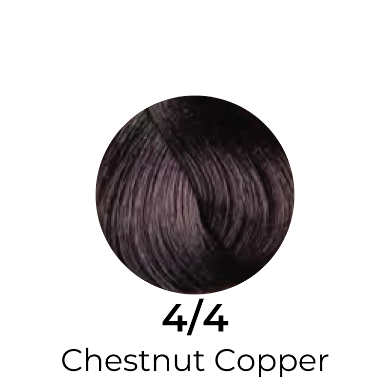 Chestnut Copper hair color swatch 4/4, rich warm tone for beauty styling