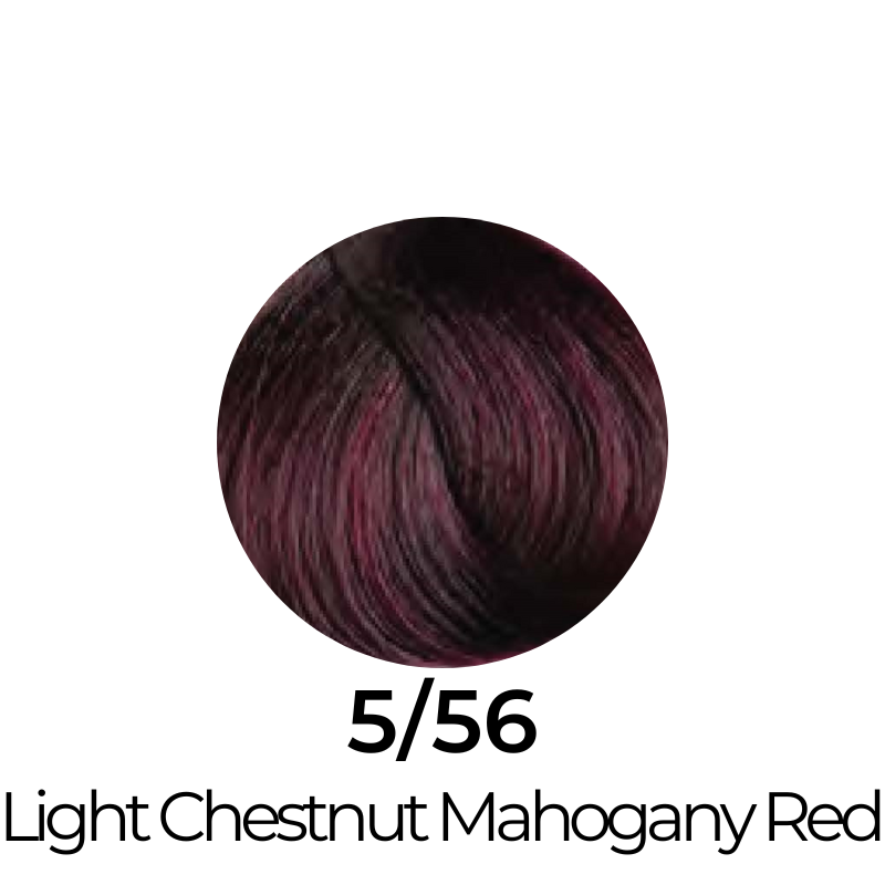Light Chestnut Mahogany Red hair color swatch 5/56 for salon or home use