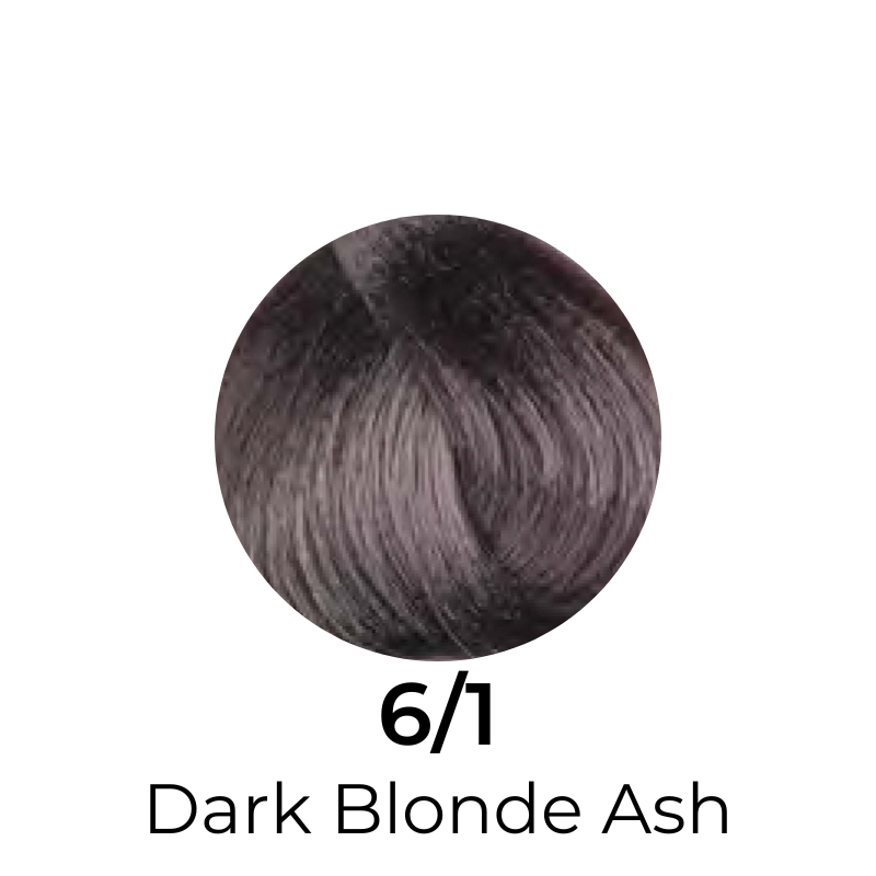 Dark Blonde Ash hair color swatch 6/1 for salon or home use